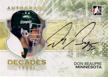 2010-11 In The Game Decades 1980s #A-DB Don Beaupre Front