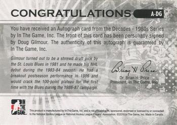 2010-11 In The Game Decades 1980s #A-DG Doug Gilmour Back