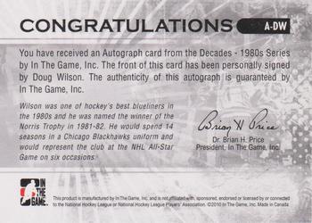 2010-11 In The Game Decades 1980s #A-DW Doug Wilson Back