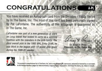 2010-11 In The Game Decades 1980s #A-PL Pat LaFontaine Back