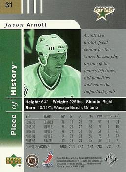 2002-03 Upper Deck Piece of History #31 Jason Arnott Back