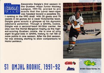 1993 Classic '93 Hockey Draft #51 Alexandre Daigle Back