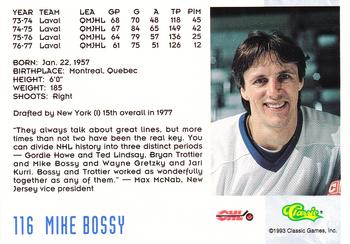 1993 Classic '93 Hockey Draft #116 Mike Bossy Back