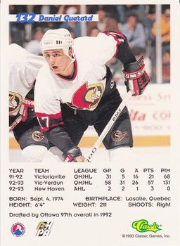1993 Classic '93 Hockey Draft #132 Daniel Guerard Back