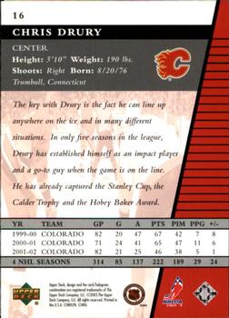 2002-03 Upper Deck Rookie Update #16 Chris Drury Back