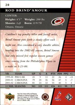 2002-03 Upper Deck Rookie Update #20 Rod Brind'Amour Back