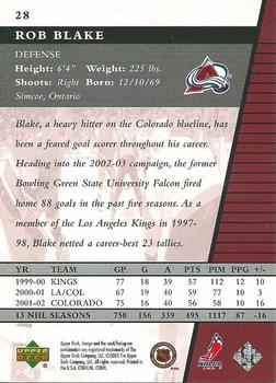 2002-03 Upper Deck Rookie Update #28 Rob Blake Back