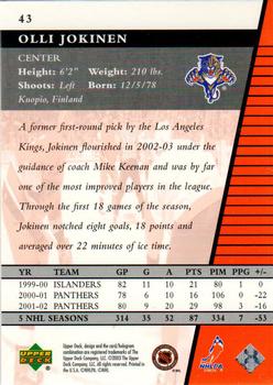 2002-03 Upper Deck Rookie Update #43 Olli Jokinen Back