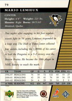 2002-03 Upper Deck Rookie Update #79 Mario Lemieux Back