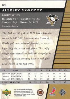2002-03 Upper Deck Rookie Update #82 Aleksey Morozov Back