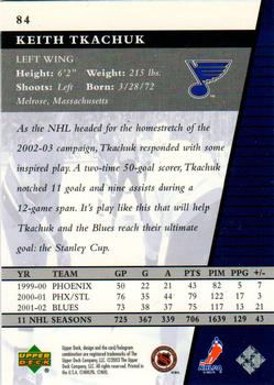 2002-03 Upper Deck Rookie Update #84 Keith Tkachuk Back