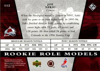 2002-03 Upper Deck Rookie Update #112 Joe Sakic Back