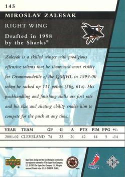 2002-03 Upper Deck Rookie Update #145 Miroslav Zalesak Back