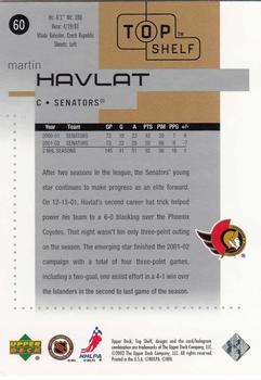 2002-03 Upper Deck Top Shelf #60 Martin Havlat Back