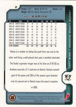 2002-03 Upper Deck Victory #2 Paul Kariya Back