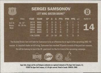 2002-03 Upper Deck Vintage #17 Sergei Samsonov Back