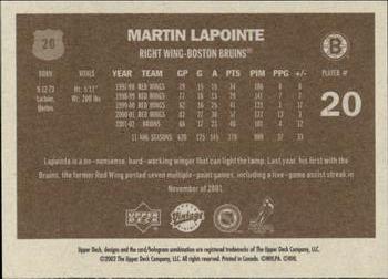 2002-03 Upper Deck Vintage #20 Martin Lapointe Back