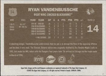 2002-03 Upper Deck Vintage #54 Ryan VandenBussche Back