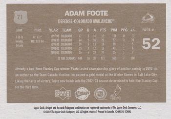 2002-03 Upper Deck Vintage #71 Adam Foote Back