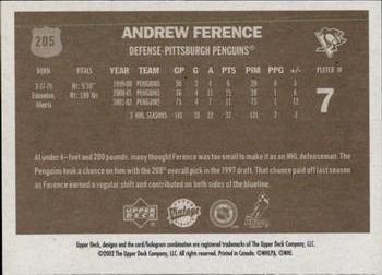 2002-03 Upper Deck Vintage #205 Andrew Ference Back
