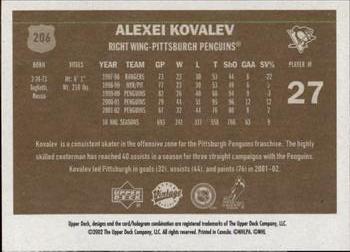 2002-03 Upper Deck Vintage #206 Alexei Kovalev Back