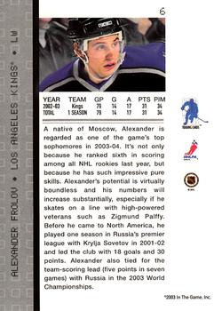 2003-04 Be a Player Memorabilia #6 Alexander Frolov Back