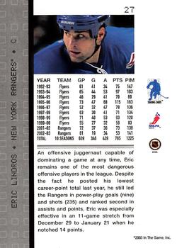 2003-04 Be a Player Memorabilia #27 Eric Lindros Back