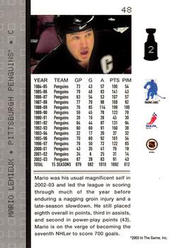 2003-04 Be a Player Memorabilia #48 Mario Lemieux Back