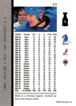 2003-04 Be a Player Memorabilia #49 Mark Messier Back