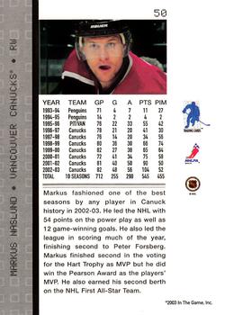 2003-04 Be a Player Memorabilia #50 Markus Naslund Back