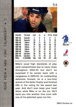 2003-04 Be a Player Memorabilia #54 Michael Peca Back
