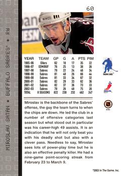 2003-04 Be a Player Memorabilia #60 Miroslav Satan Back