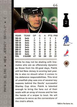 2003-04 Be a Player Memorabilia #66 Patrik Elias Back