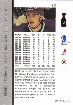 2003-04 Be a Player Memorabilia #85 Sergei Fedorov Back