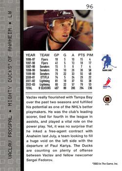 2003-04 Be a Player Memorabilia #96 Vaclav Prospal Back