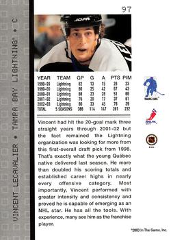 2003-04 Be a Player Memorabilia #97 Vincent Lecavalier Back