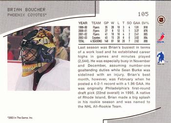 2003-04 Be a Player Memorabilia #105 Brian Boucher Back