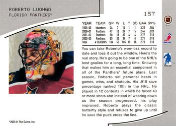2003-04 Be a Player Memorabilia #157 Roberto Luongo Back