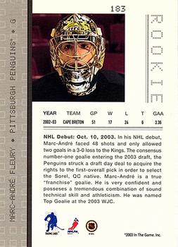 2003-04 Be a Player Memorabilia #183 Marc-Andre Fleury Back