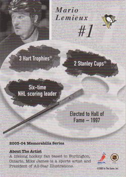 2003-04 Be a Player Memorabilia - Brush With Greatness #1 Mario Lemieux Back