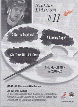 2003-04 Be a Player Memorabilia - Brush With Greatness #11 Nicklas Lidstrom Back