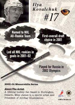 2003-04 Be a Player Memorabilia - Brush With Greatness #17 Ilya Kovalchuk Back