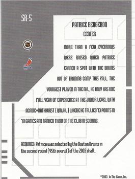 2003-04 Be a Player Memorabilia - Super Rookies #SR-5 Patrice Bergeron Back