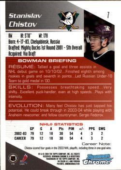 2003-04 Bowman Draft Picks and Prospects - Chrome #7 Stanislav Chistov Back