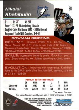 2003-04 Bowman Draft Picks and Prospects - Chrome #88 Nikolai Khabibulin Back