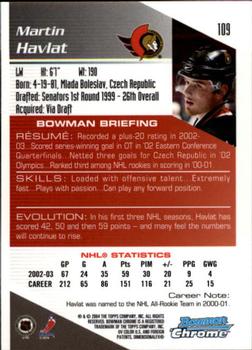 2003-04 Bowman Draft Picks and Prospects - Chrome #109 Martin Havlat Back