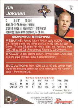 2003-04 Bowman Draft Picks and Prospects #102 Olli Jokinen Back