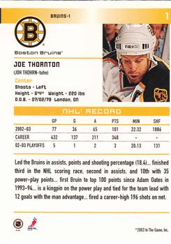 2003-04 In The Game Action #1 Joe Thornton Back