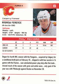 2003-04 In The Game Action #6 Andrew Ference Back