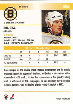 2003-04 In The Game Action #32 Hal Gill Back
